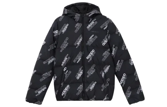 Adidas Neo Down Jackets Men's Black Hooded Moderate