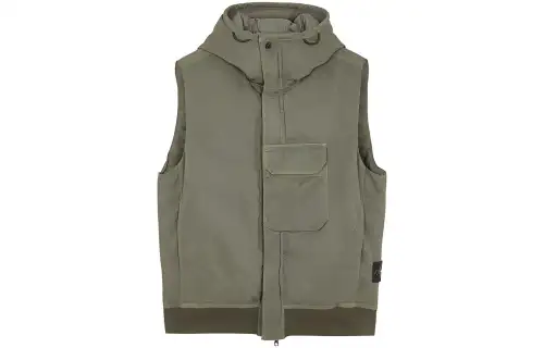 STONE ISLAND Vests Unisex Olive Hooded Non Detachable Moderate Other