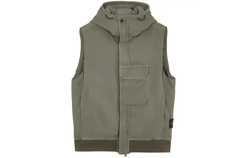 STONE ISLAND Vests Unisex Olive Hooded Non Detachable Moderate Other