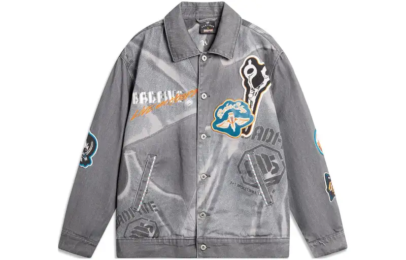 Li Ning Badfive Denim Jacket Men's Obsidian Gray