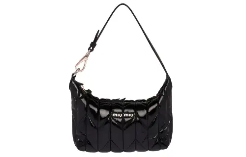 MIU MIU MaritimeSpirit Leather Handbag, Portable Underarm Shoulder Bag Women's Black