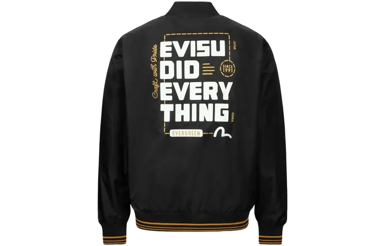 EVISU Jackets Men's Black Stand Collar Moderate Other