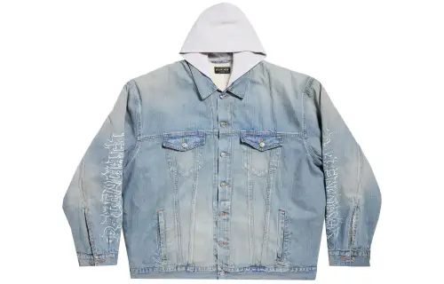 Balenciaga Logo Printed Button Up Denim Jacket