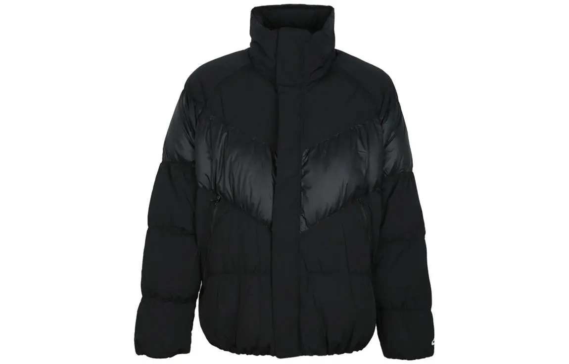 Nike Down Jackets Men's Black Stand Collar Moderate Nipped-in Waist