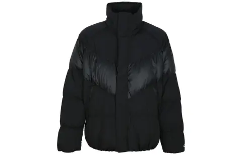 Nike Down Jackets Men's Black Stand Collar Moderate Nipped-in Waist
