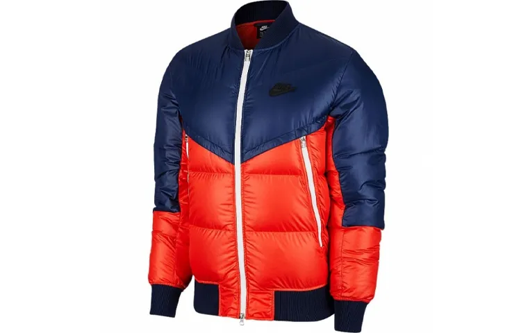Nike Down Jackets Men's Navy Blue Hooded Moderate Straight Fit