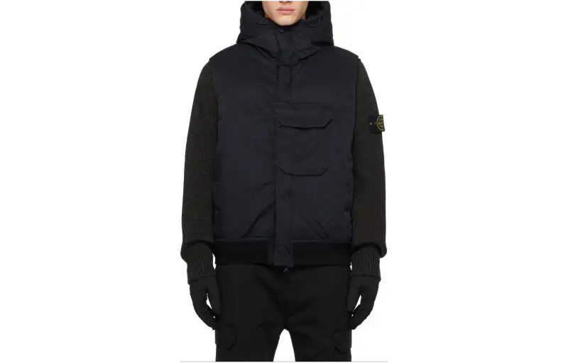 STONE ISLAND Vests Unisex Black Hooded Non Detachable Moderate Other