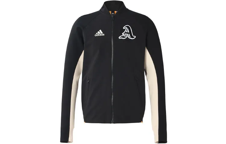 Adidas Jackets Men's Black Baseball Collar Moderate Straight Fit