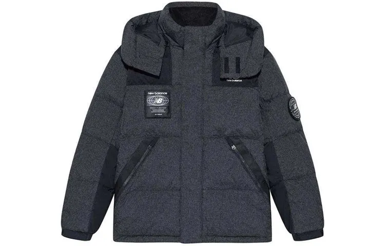 New Balance Down Jackets Men's Gray Hooded Moderate Other