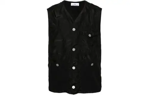 STONE ISLAND Vests Unisex Black V Neck Moderate Other