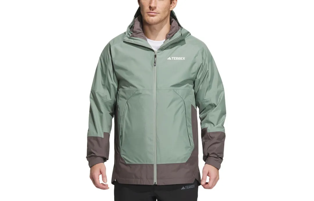 Adidas Waterproof And Windproof Windbreaker Jacket Men's Dusty Green