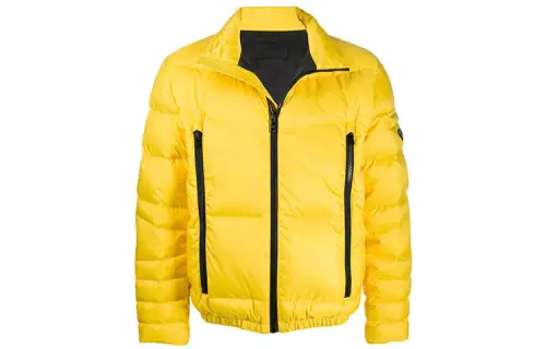 PRADA Solid Color Stand Collar Fitted Down Jacket Men's Yellow