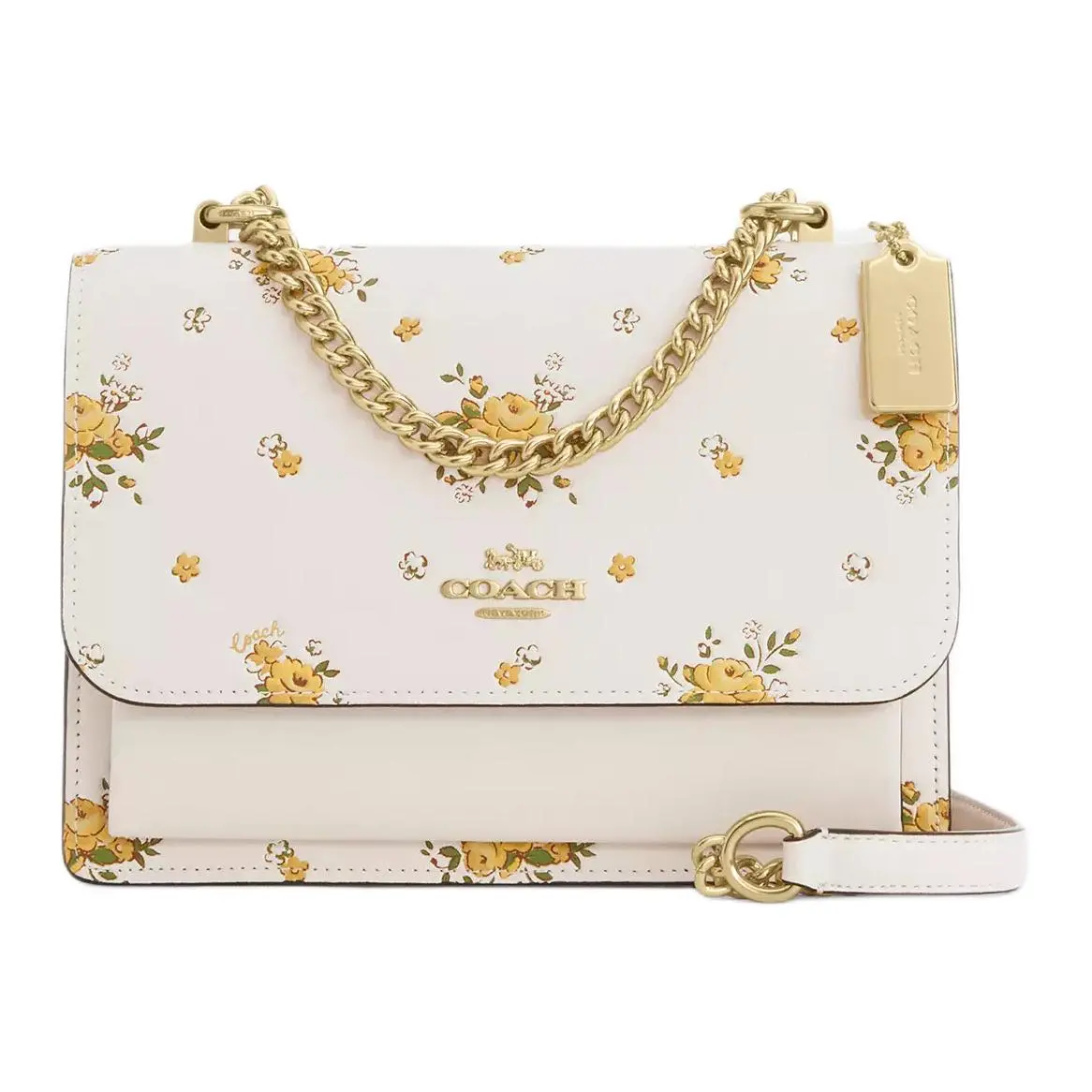 COACH Smooth Touch Leather Shoulder Bag Small Women's Chalk Multicolor