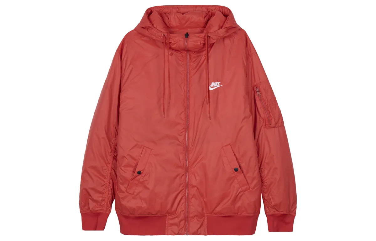 Nike Puffer Jackets Men's Red Hooded Moderate Reversible