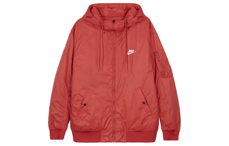 Nike Puffer Jackets Men's Red Hooded Moderate Reversible