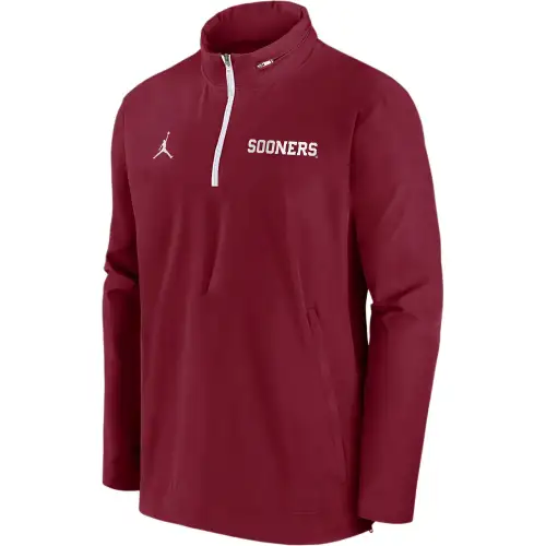 Jordan Oklahoma Sooners Sideline Coach Men's Nike College 1/2 Zip Hooded Jacket