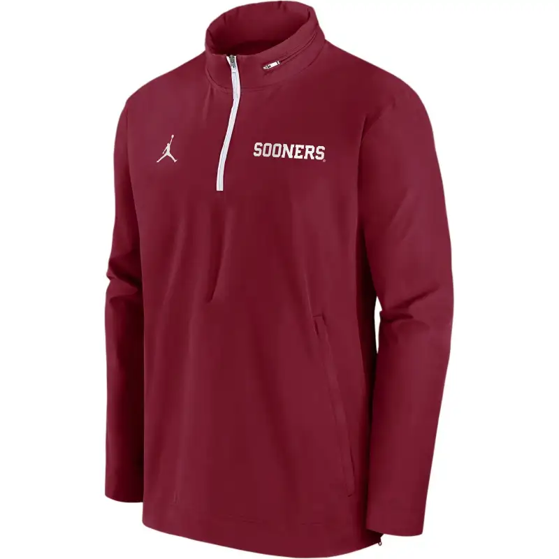 Jordan Oklahoma Sooners Sideline Coach Men's Nike College 1/2 Zip Hooded Jacket