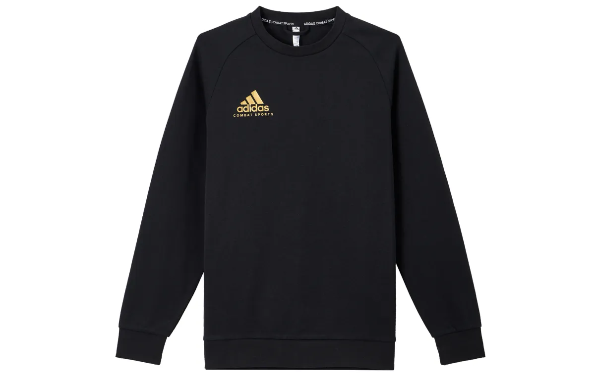 Adidas Sweatshirts Unisex Black With Gold Logo Crew Neck Moderate Other