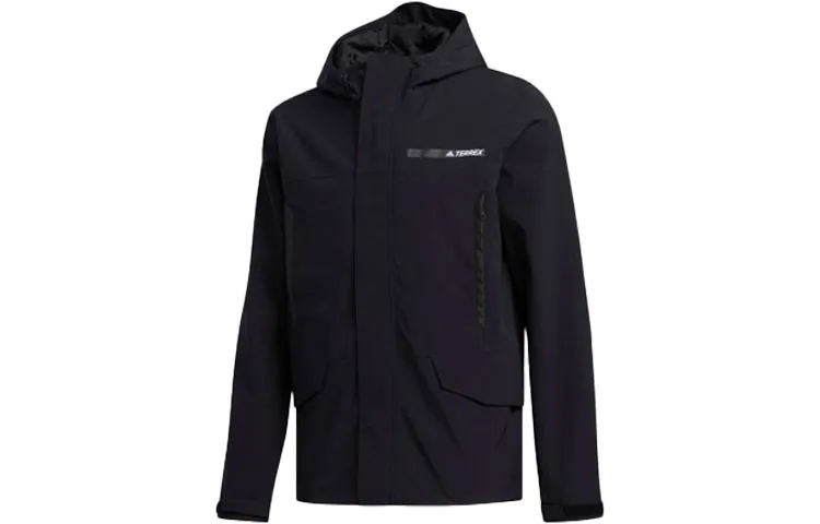 Adidas Down Jackets Men's Black Hooded Moderate Straight Fit