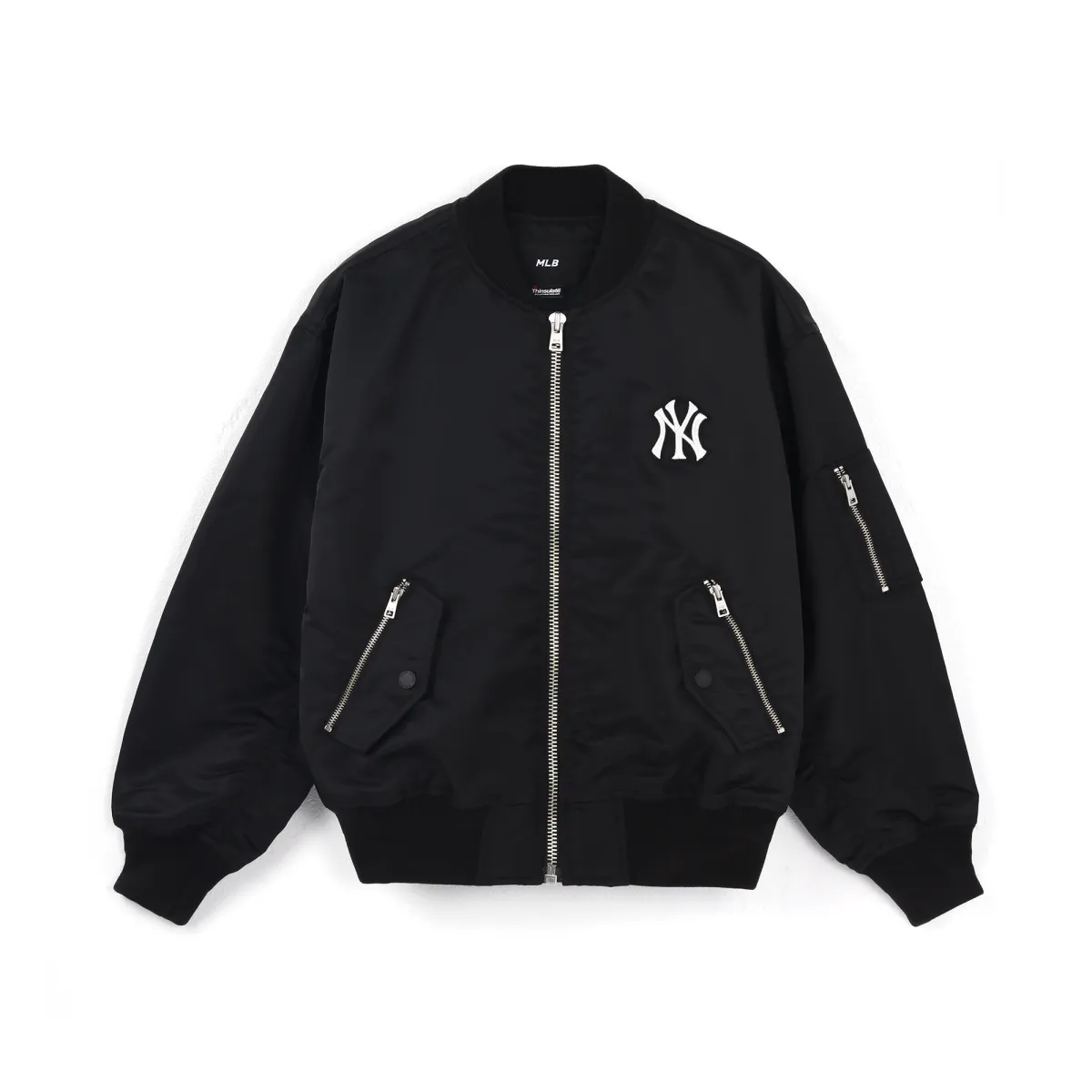 MLB Basic Logo Puffer Jackets Unisex Black Baseball Collar Moderate