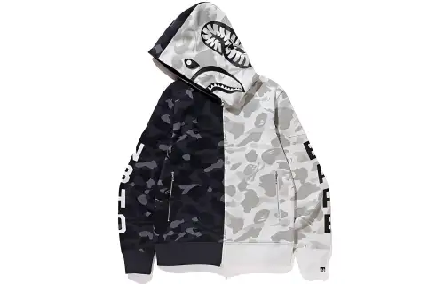 Bape X Neighborhood Split Camo Shark Full Zip Hoodie
