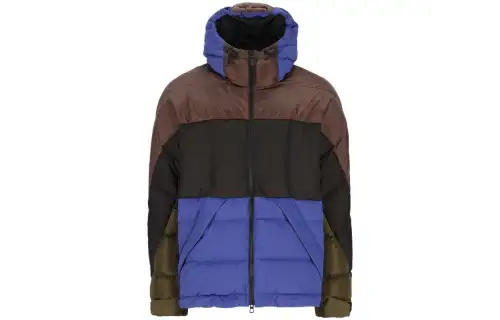 LOEWE Brand Logo Colorblock Hooded Loose Fit Down Jacket Men's Blue