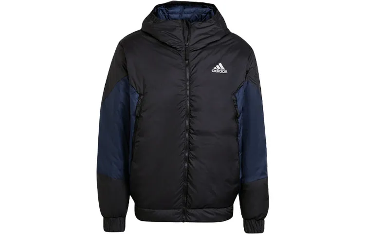 Adidas Down Jackets Men's Navy Blue Hooded Moderate