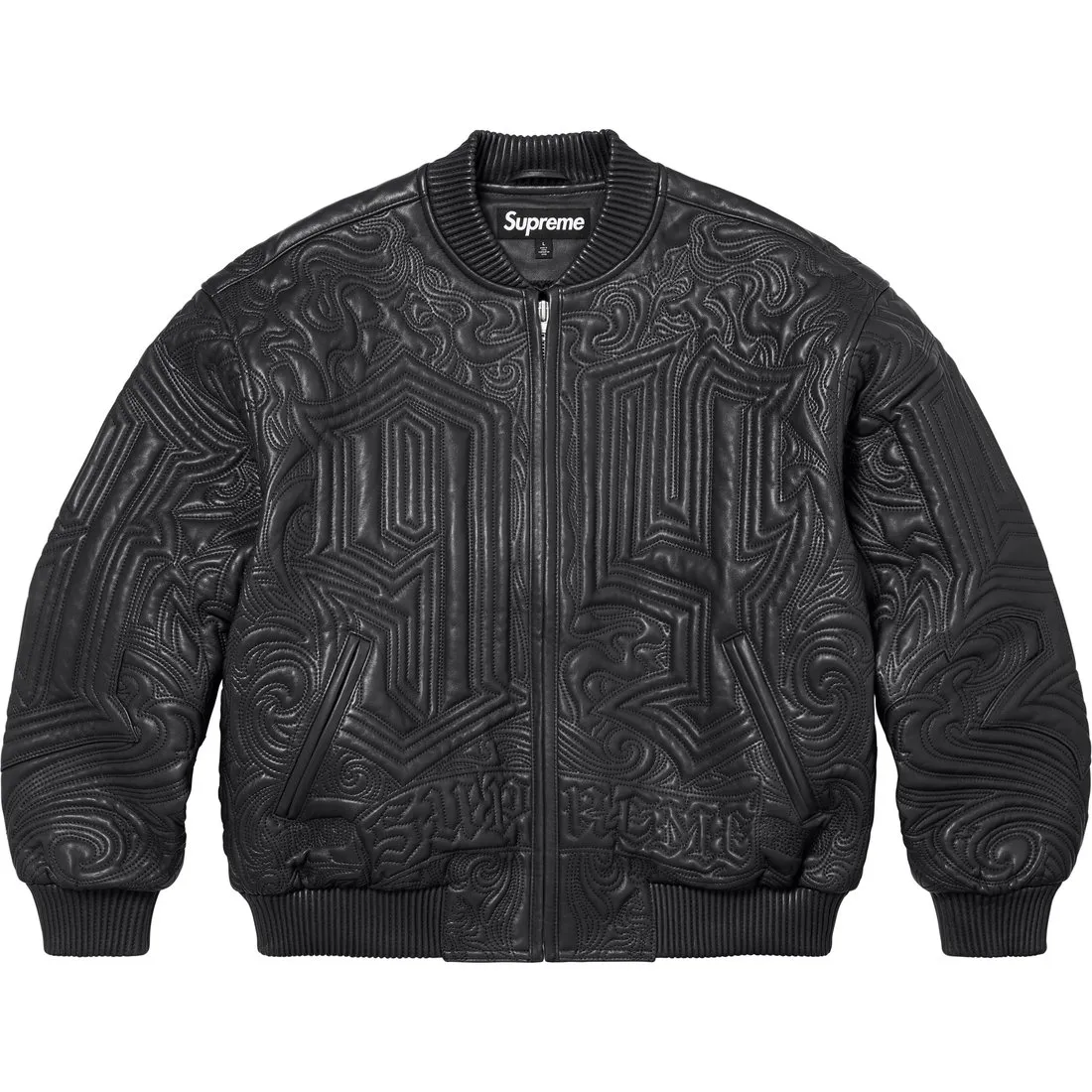 Supreme embroidered leather jacket