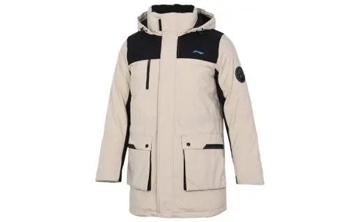 Li Ning Badminton Collection Down Jackets Men's Coast Gray Hooded Moderate Other