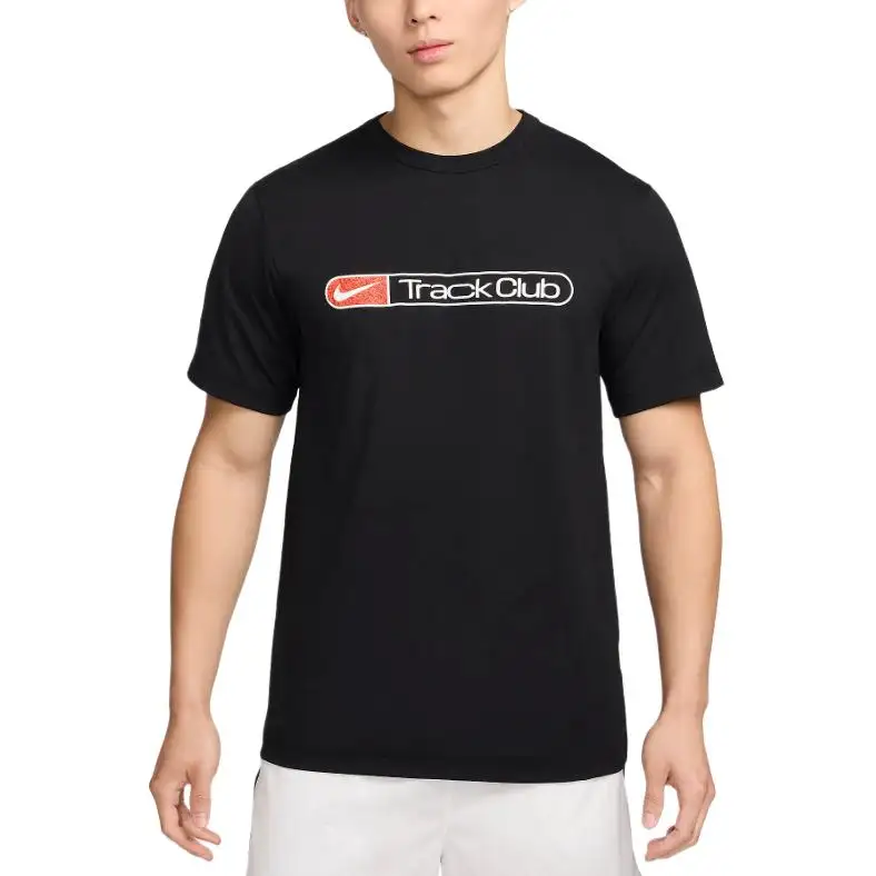 Nike T Shirts Men's Black Crew Neck Moderate Straight Fit
