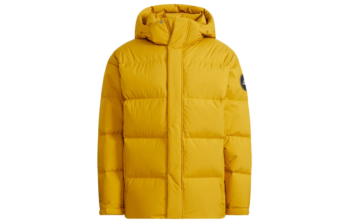 Adidas Down Jackets Men's Gold Hooded Thickened Puffer Jacket