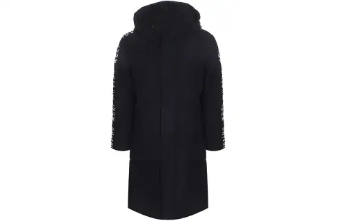 Anta Letter Hooded Loose Fit Long Down Jacket Men's Black