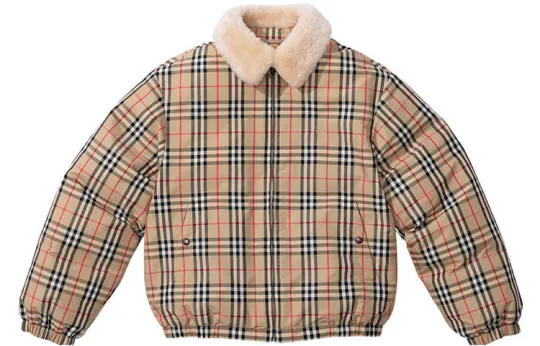 Supreme Burberry Shearling Collar Down Puffer Jacket