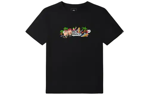 Vans T Shirts Men's Black Crew Neck Moderate Straight Fit