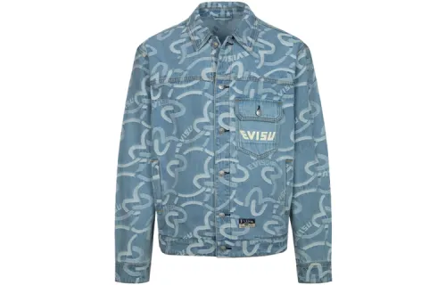EVISU Denim Jacket Men's Denim Blue All Over Print