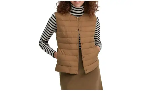 UNIQLO Vests Unisex Caramel Brown Crew Neck Moderate Other