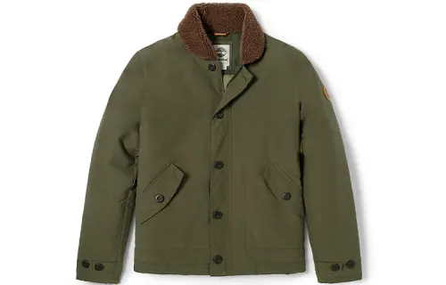 Timberland Letter Baseball Collar Puffer Jacket Men's Army Green