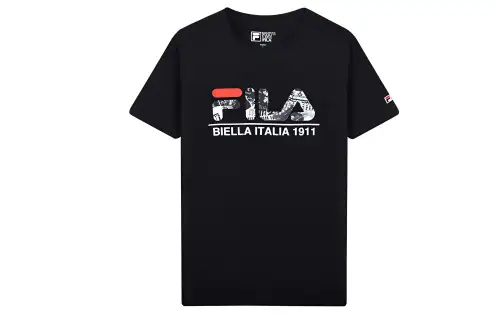 FILA T Shirts Men's Black Crew Neck Moderate Straight Fit