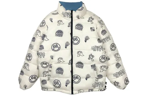 Vans Puffer Jackets Men's White Stand Collar Moderate Reversible