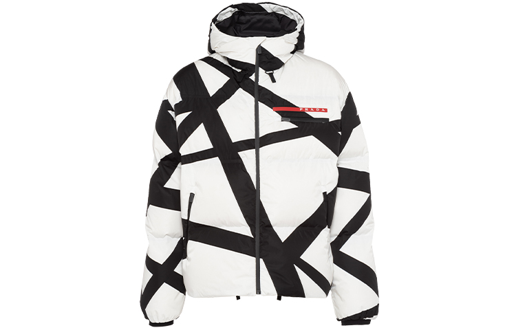 PRADA Down Jackets Men's White Hooded Moderate Other
