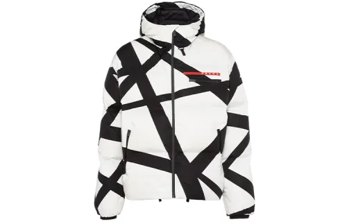 PRADA Down Jackets Men's White Hooded Moderate Other