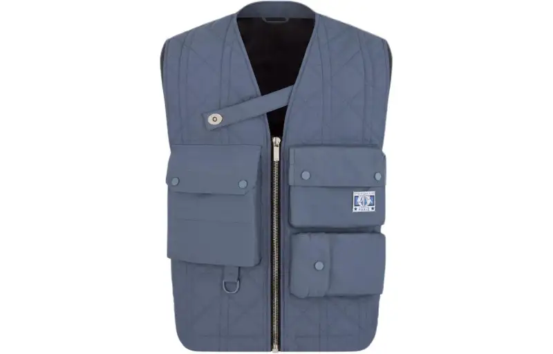 DIOR Vests Men's Blue V Neck Moderate Other