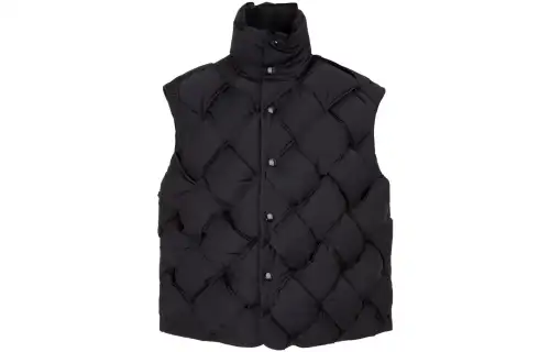 Bottega Veneta Down Vests Men's Black Stand Collar Moderate