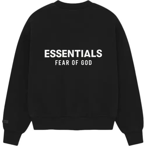 Fear of God Essentials ALWAYS ON Series SS25 ALWAYS ON Series Solid Color Round Neck Drop Shoulder Long Sleeve American Pullover Sweatshirt Men's Xuanqing Black/Jet Black