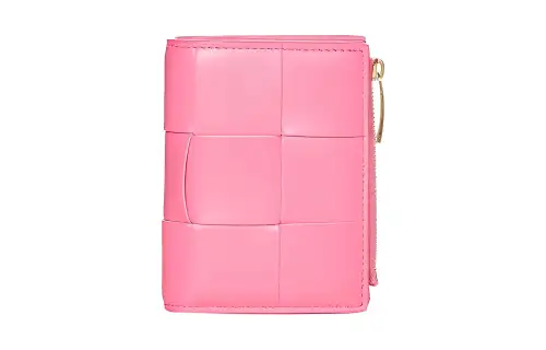 Bottega Veneta Sheepskin Wallet Small Women's Pink/Gold