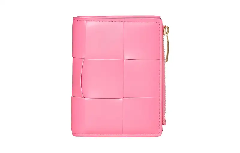 Bottega Veneta Sheepskin Wallet Small Women's Pink/Gold