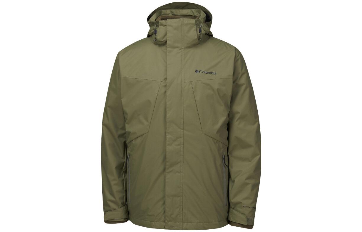 Columbia Columbia, removable velvet travel liner for leisure with hood, waterproof windproof breathable water repellent green jacket for hiking, three-in-one