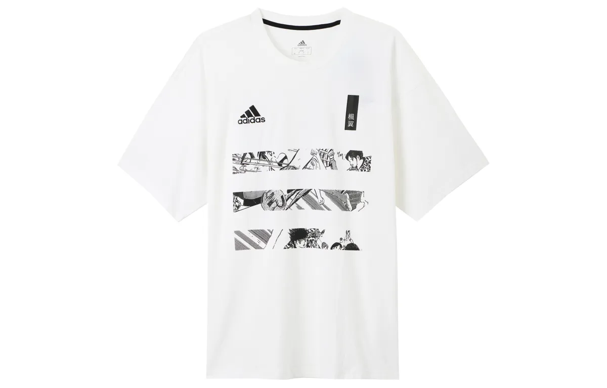 Adidas T-Shirts Men's White Crew Neck Moderate Straight Fit