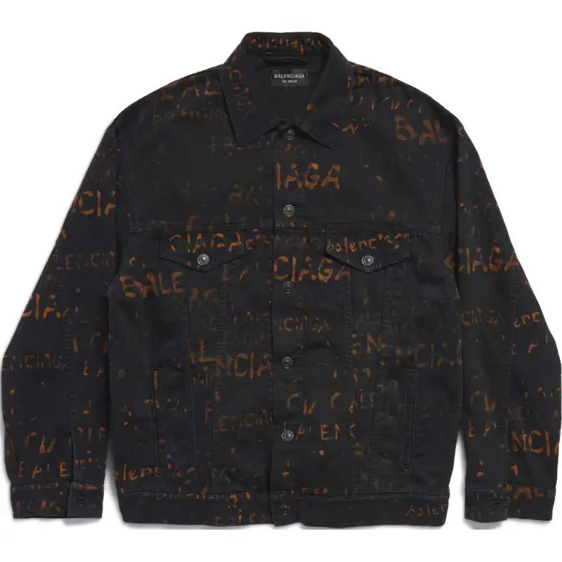 Balenciaga FW24 Denim Jacket Loose Fit Unisex Black