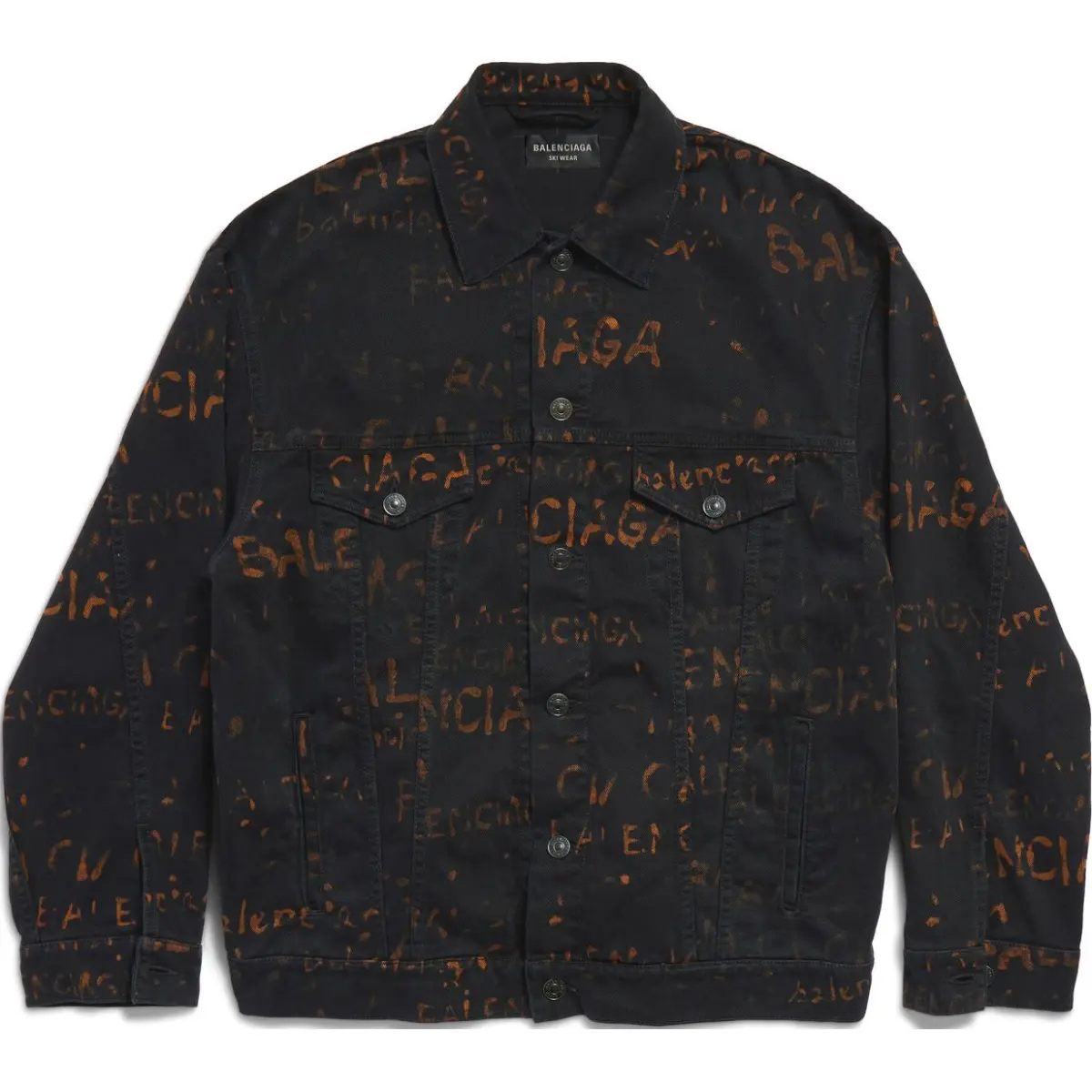 Balenciaga FW24 Denim Jacket Loose Fit Unisex Black